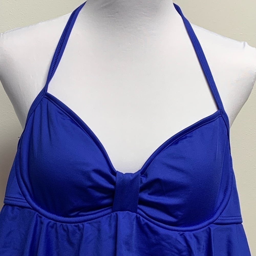 Apt. 9 Size 6 Blue Layered Ruffles Ruched Detail Tankini Swim Top - Picture 2 of 8